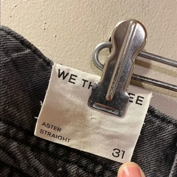 Free People Aster Women's Black Straight Leg Jeans - Picture 5 of 10